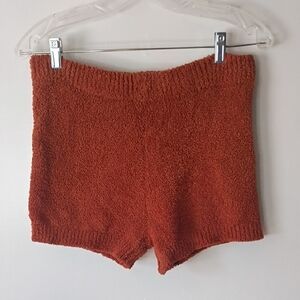 Forever 21 Rust Orange Fuzzy Knit High Waist Lounge Shorts - Large
